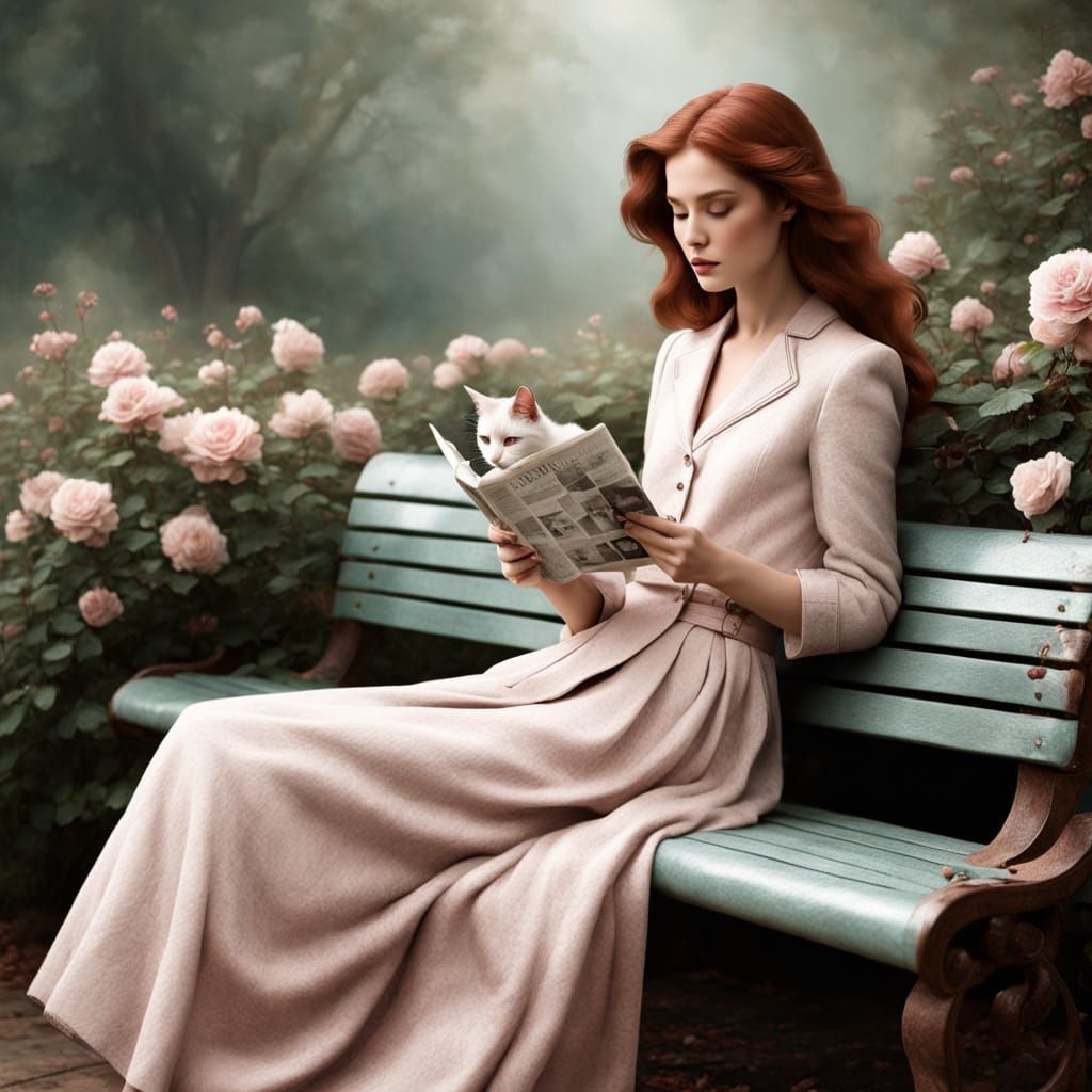 Whimsical Pastel Dreamscapes with Elegant Woman