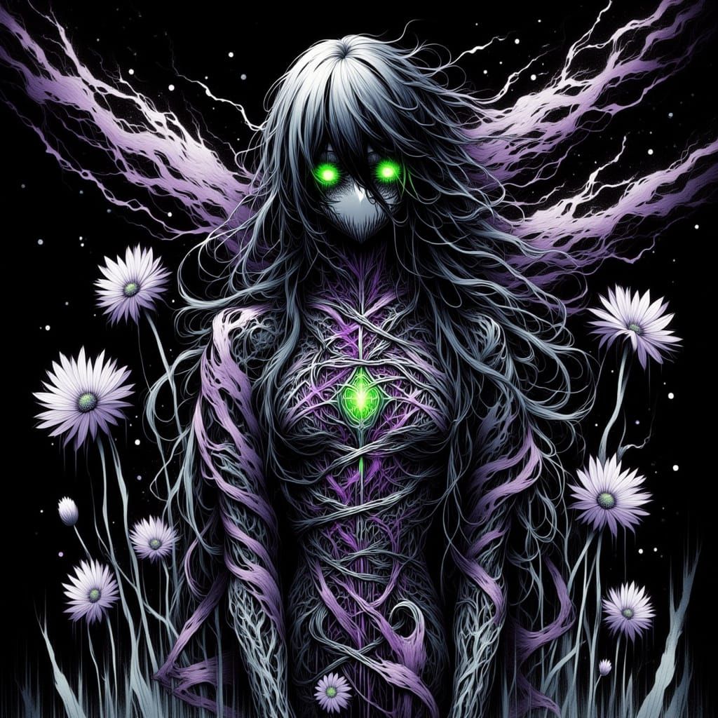 Fractured 80s Anime Mecha in Dark Sci-Fi Style