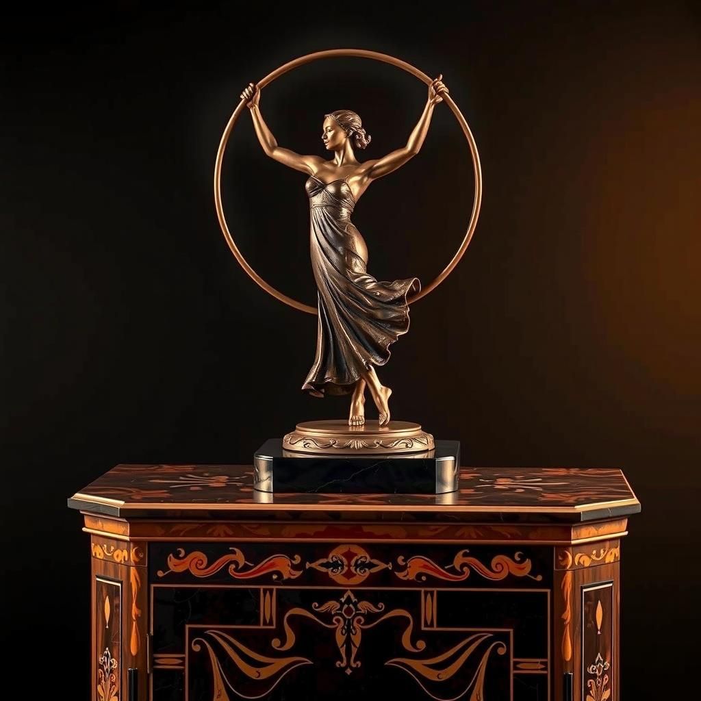 Art Deco Bronze Hoop Dancer Statue