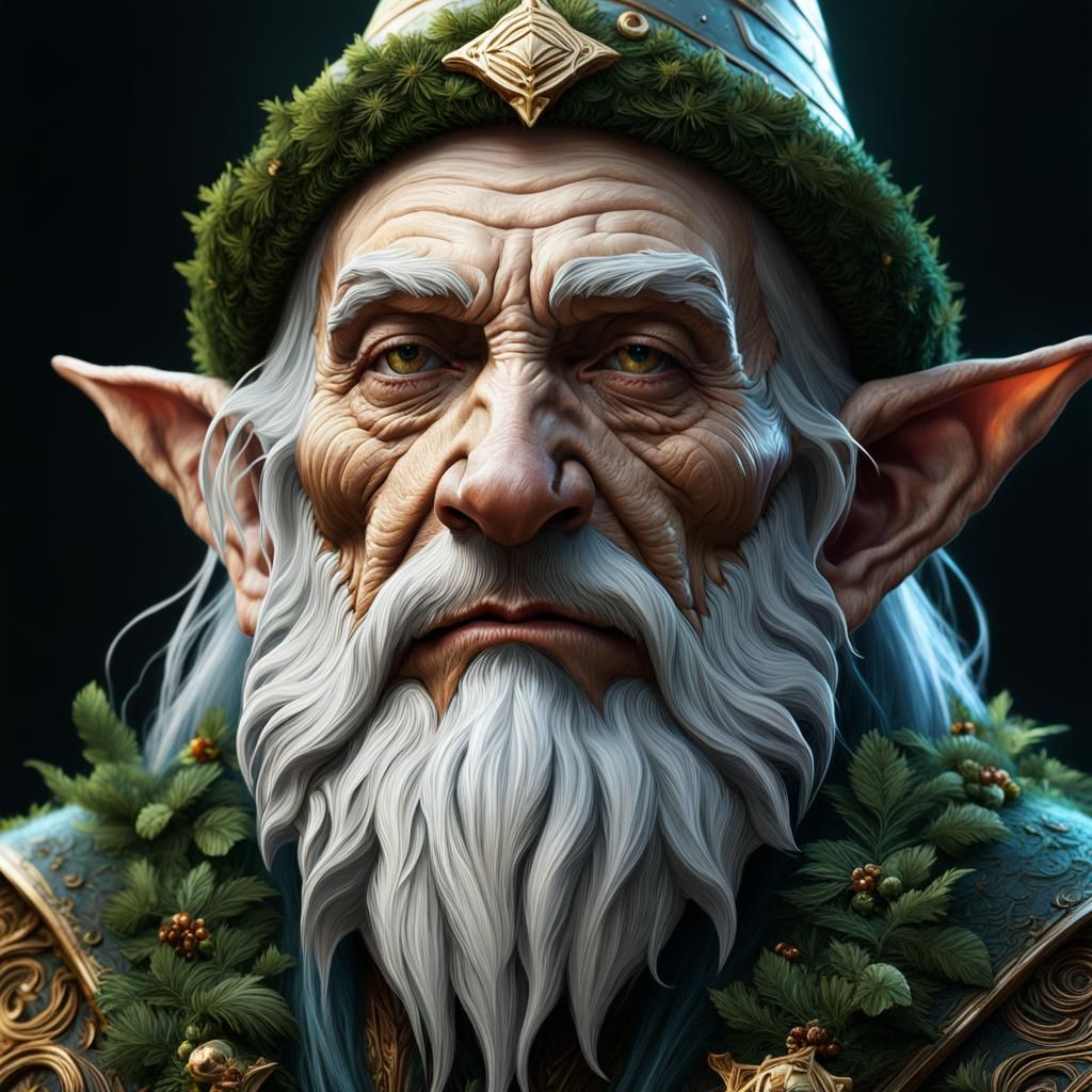 Hyperrealistic Portrait of Wise Elf in Digital Painting Styl...