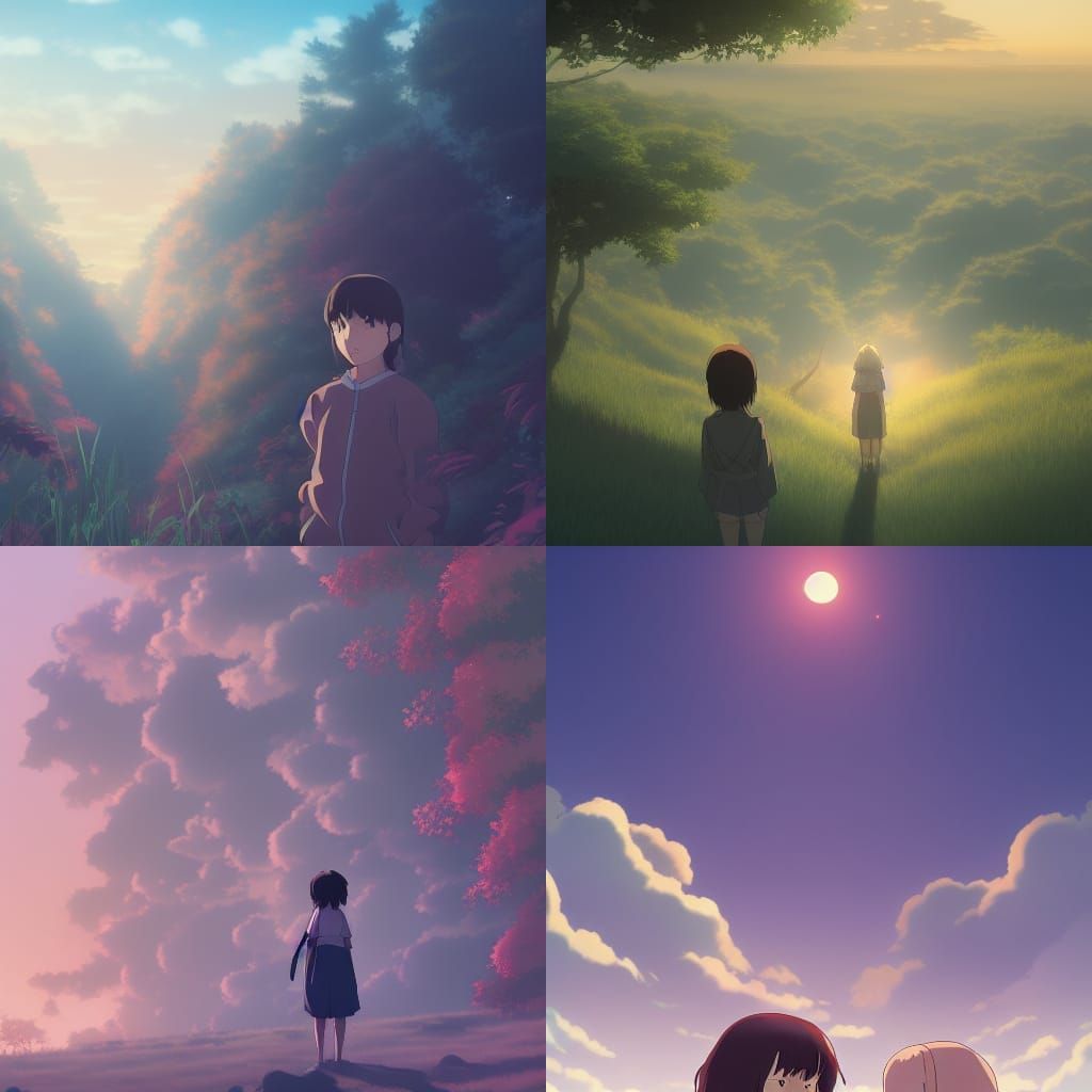 Among Us in Studio Ghibli Anime Landscape