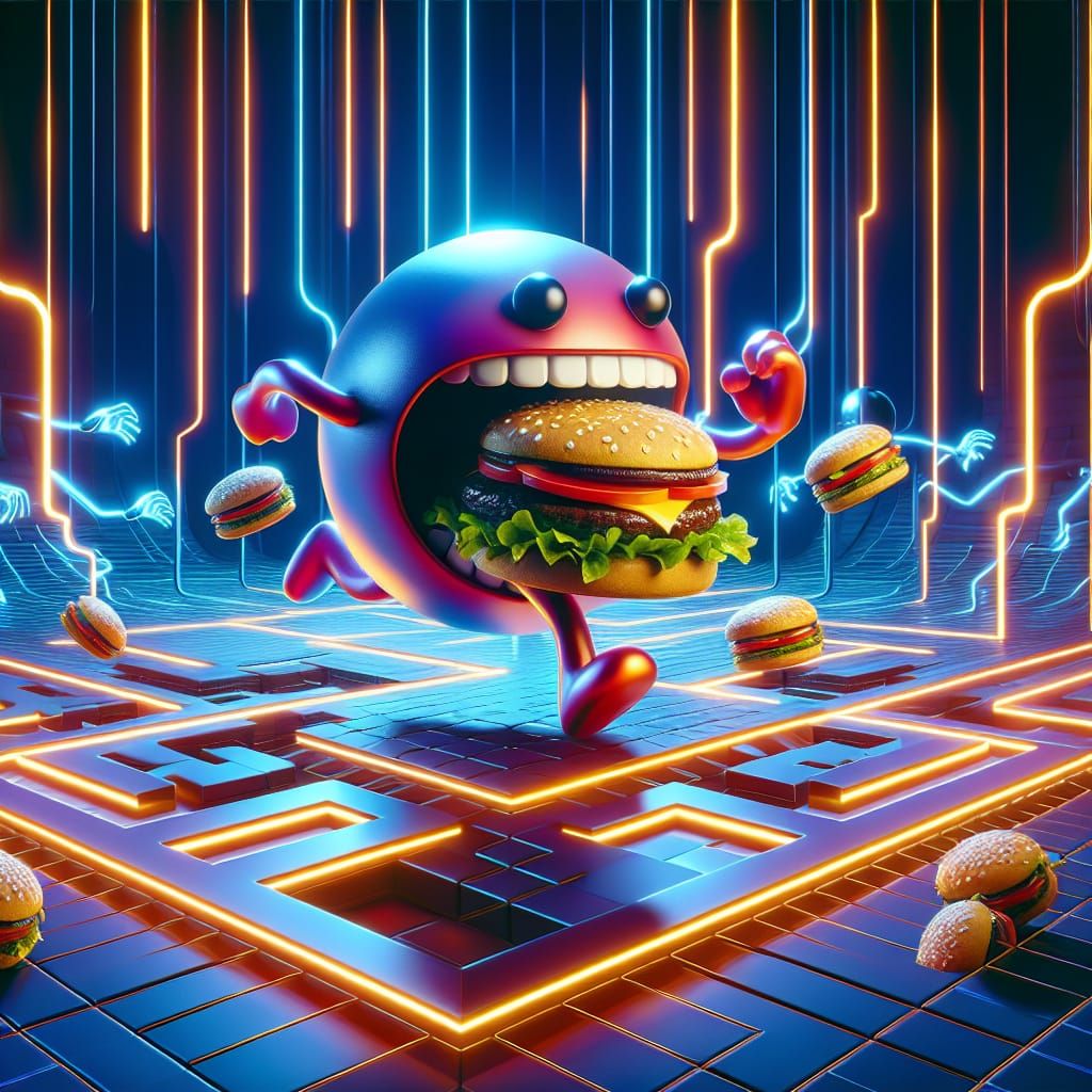 Pac-Man Chomps Burgers in a Dazzling 3D Arcade Scene