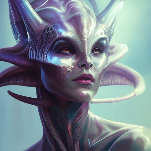 Detailed Alien Queen Portrait in 8K Resolution
