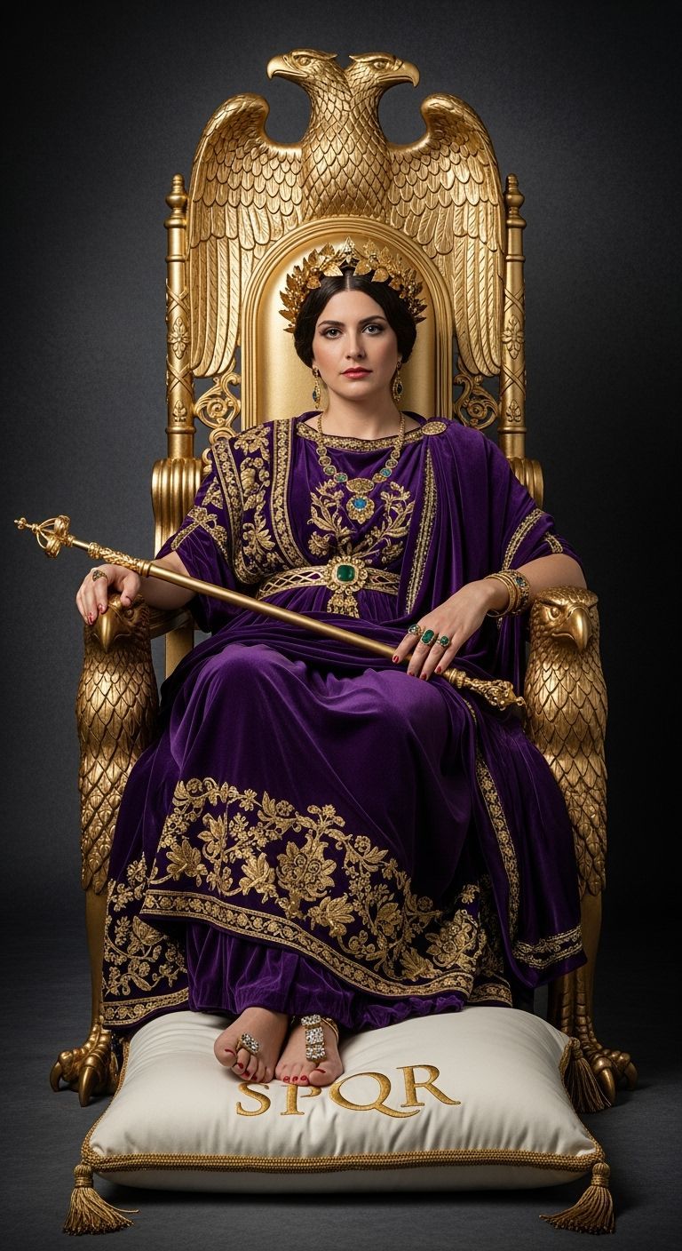 Roman Empress on Golden Throne in Bernini Style
