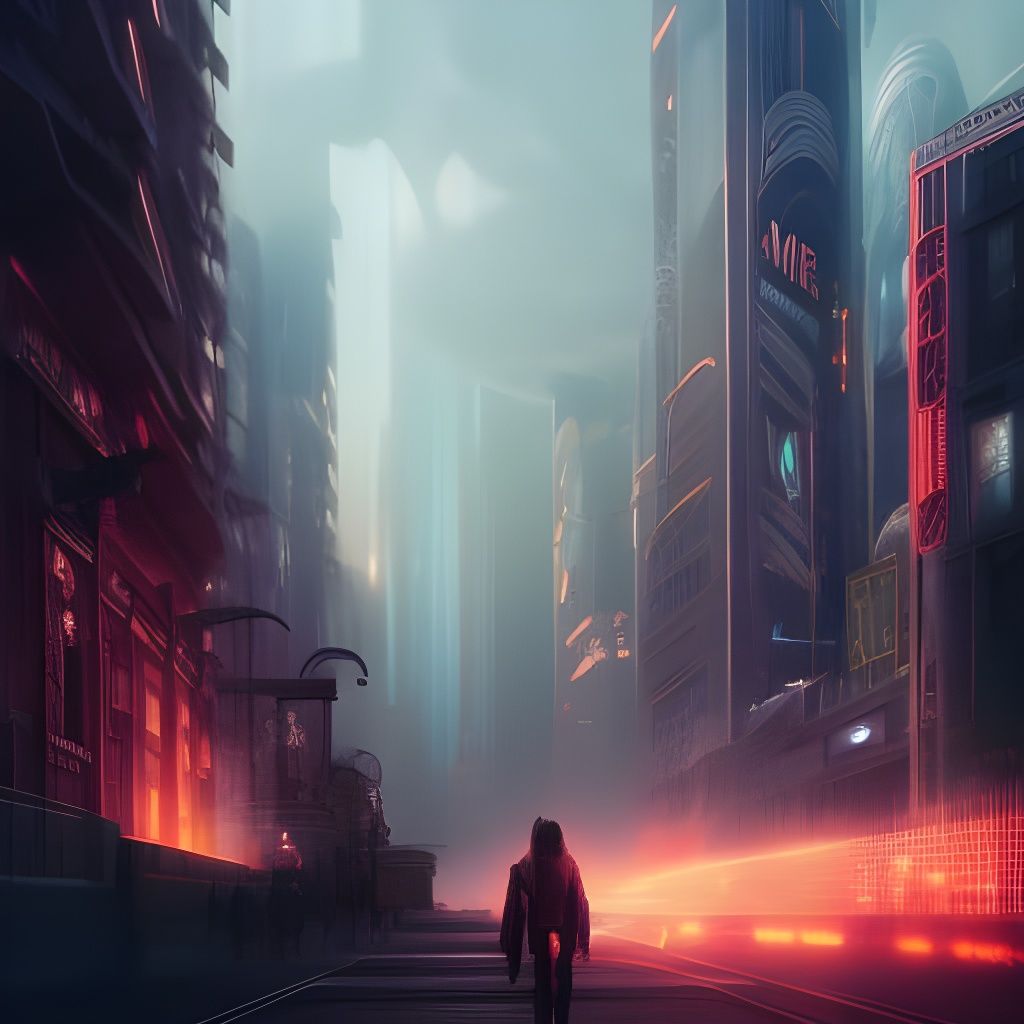 Cyberpunk Cityscape with "Moin" Sign