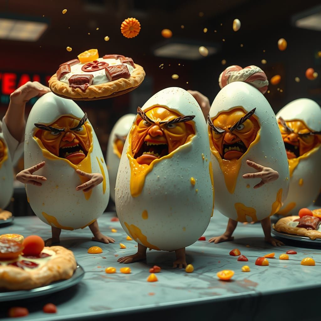 Food Fight: Angry Eggs in Cafeteria Chaos