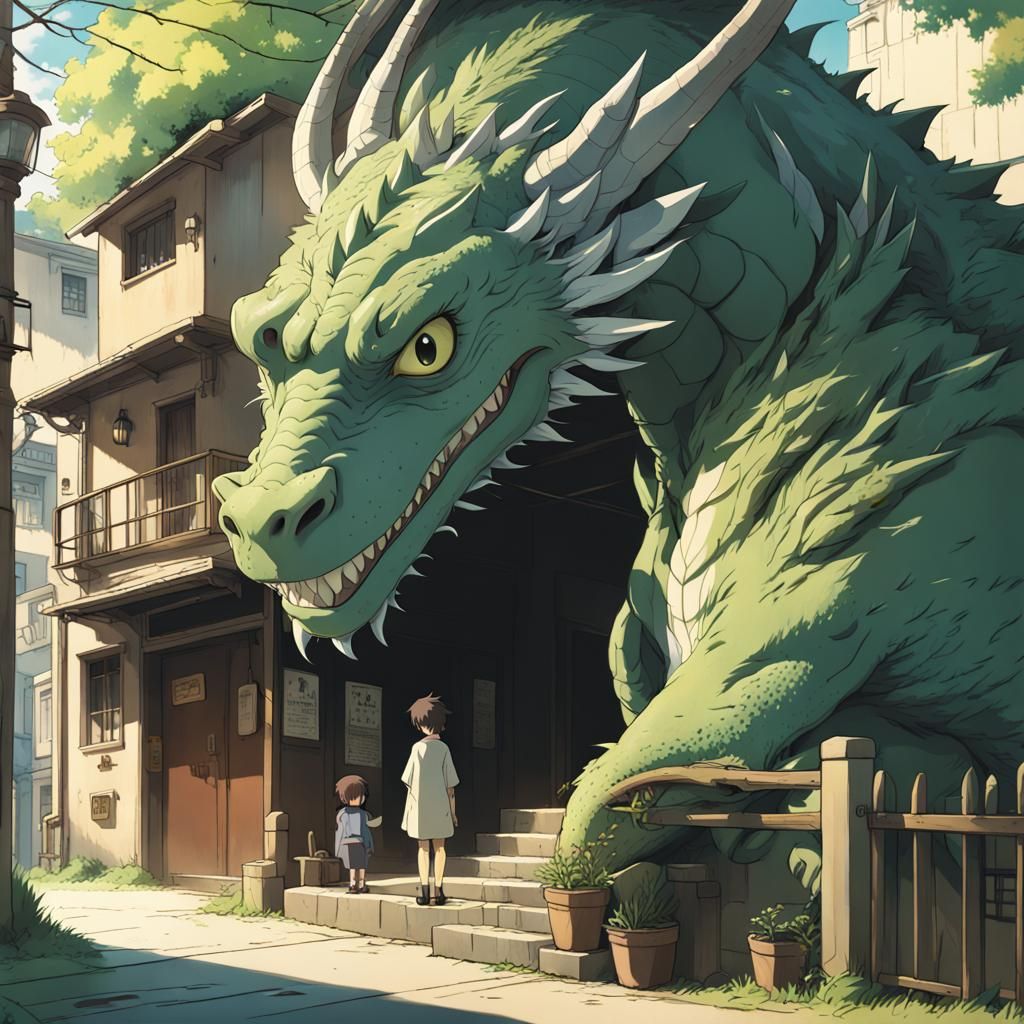 Dragon and Human in Anime Key Visual Style