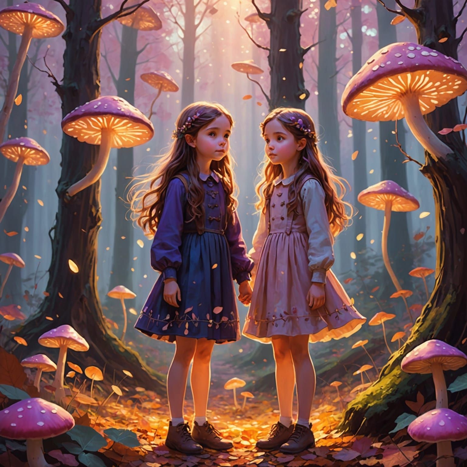 Magical Forest: Sisters in Whimsical Digital Art