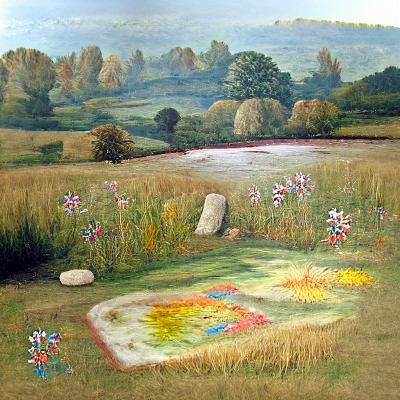 English Meadow Landscape in Chalk Art
