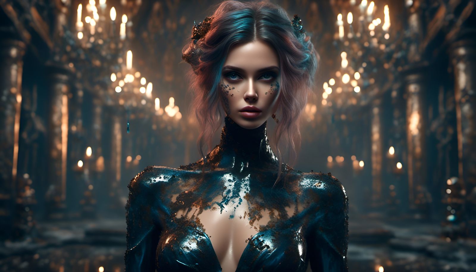 Underworld's Seline in latex catsuit.