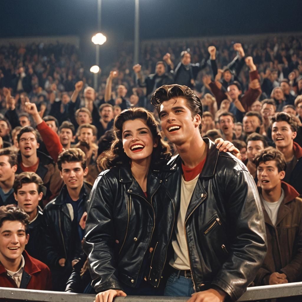 1950s Sweethearts at Night Football Game