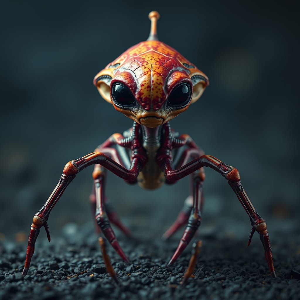 Alien Creature with Five Legs and Three Arms