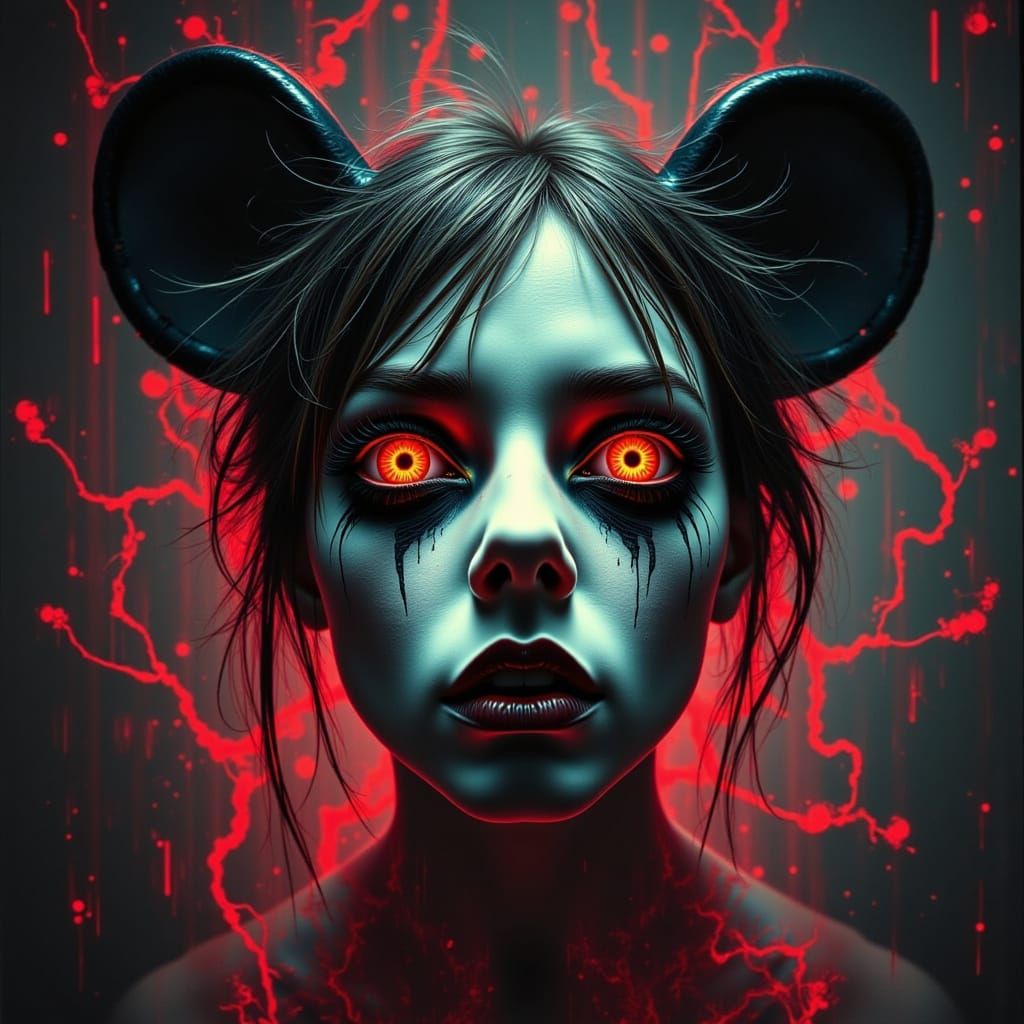 Haunted Mickey Mouse in Glitchcore Analog Horror