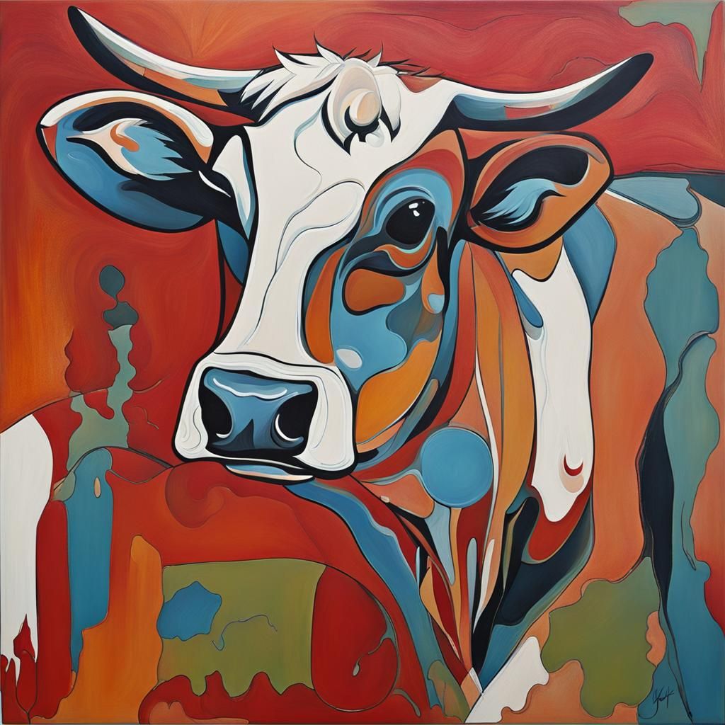 Abstract Cow in Complementary Colors