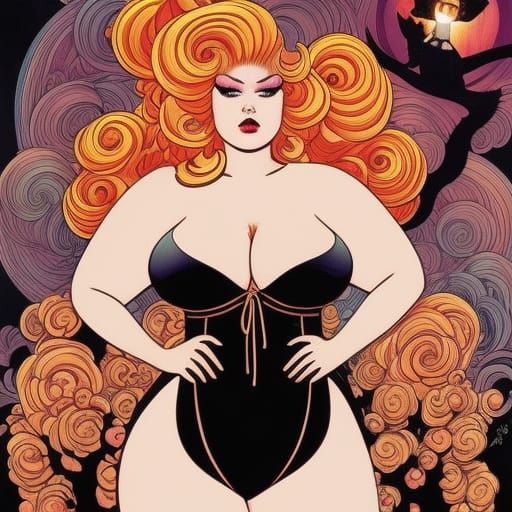 Curvy Woman Covered in Wax, Body-Positive Art