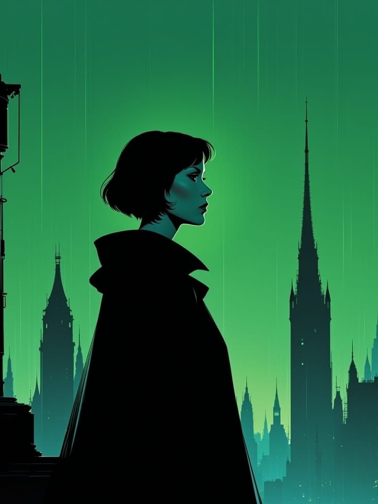 Witch on Gothic Castle: Comic Art Punk Album Cover