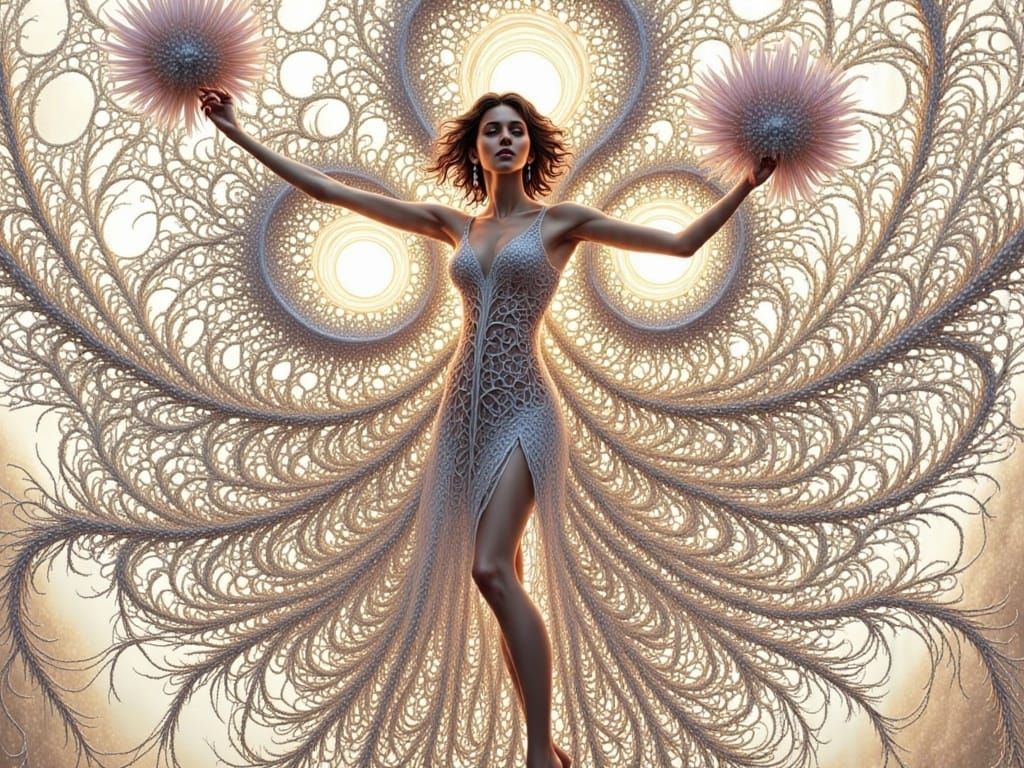 Surreal Watercolour Goddess in Midnight Dewy Forest