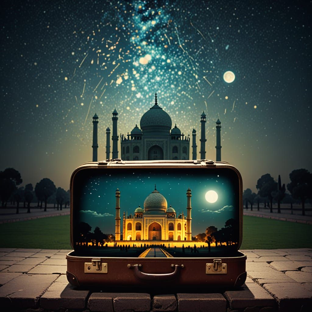 Tajmahal Under Midnight Sky