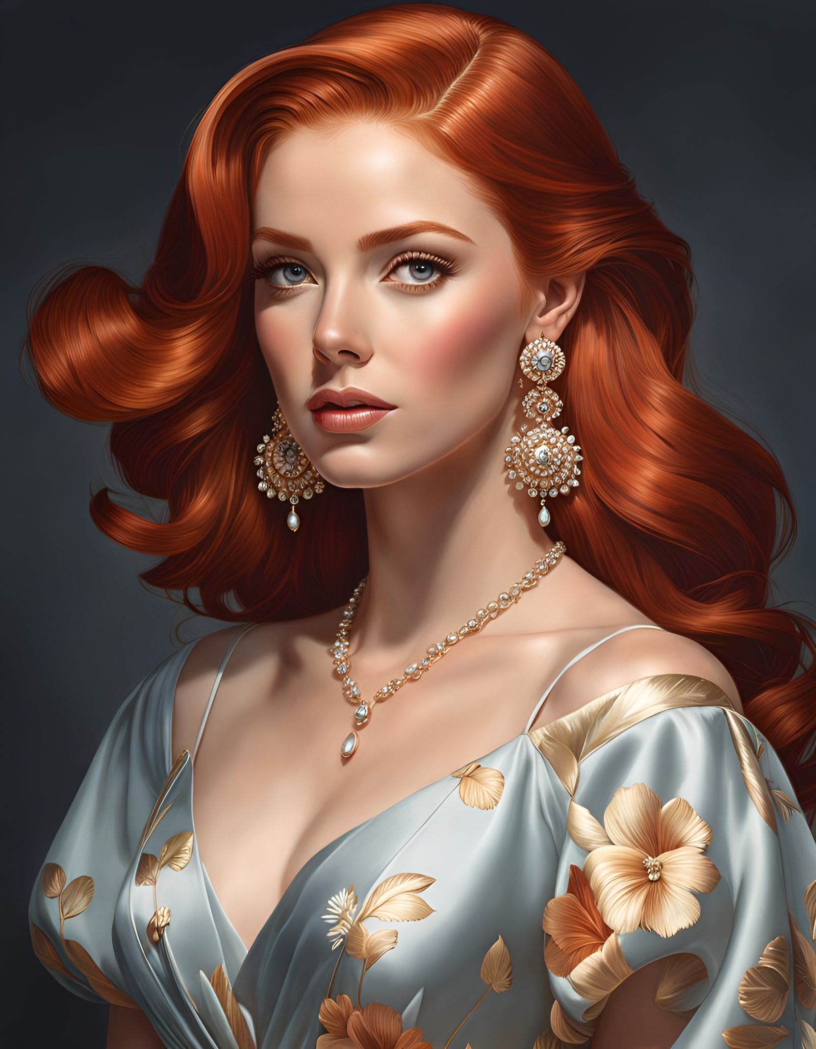 Gorgeous Redhead Portrait in Hyperrealistic Style