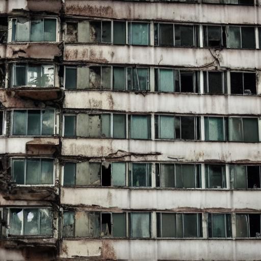 Post-Apocalyptic Soviet Building in Decayed Industrial Lands...