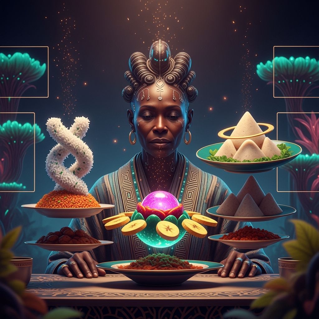 Afrofuturistic Feast: Levitating Dishes in Digital Art