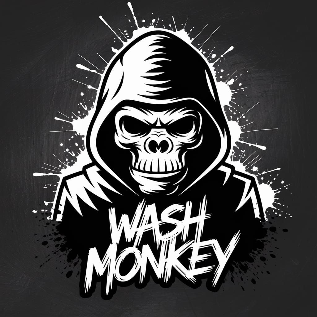 Graffiti Gorilla Skull Logo in Edgy, Street Art Style