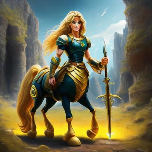 Blonde Centaur Warrior with Glowing Sword