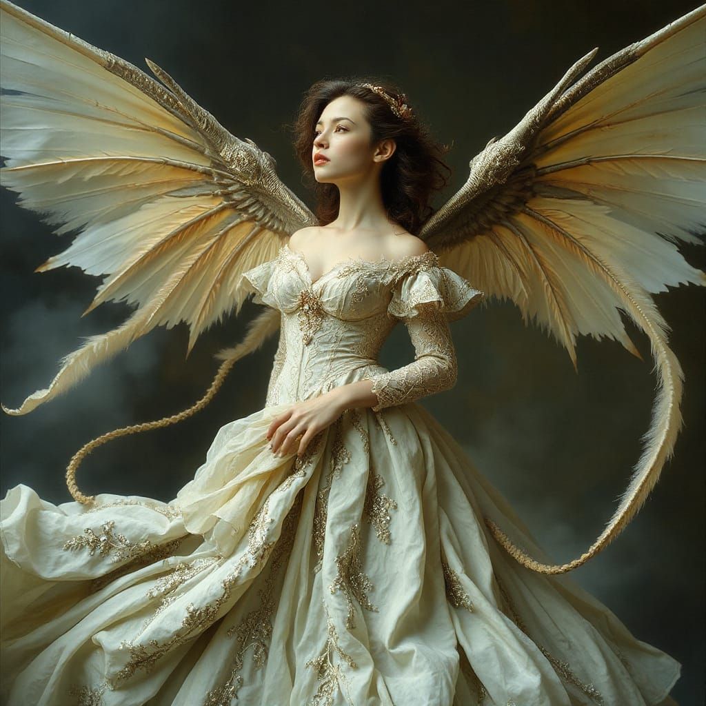 Ethereal Vampire with Wings in Romantic Style