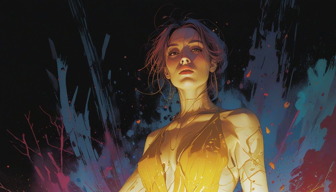 Ethereal Spring Goddess in Cyberpunk Style