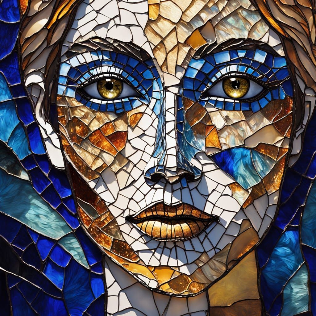 Stained Glass Masterpiece in Vibrant Art Brut Style