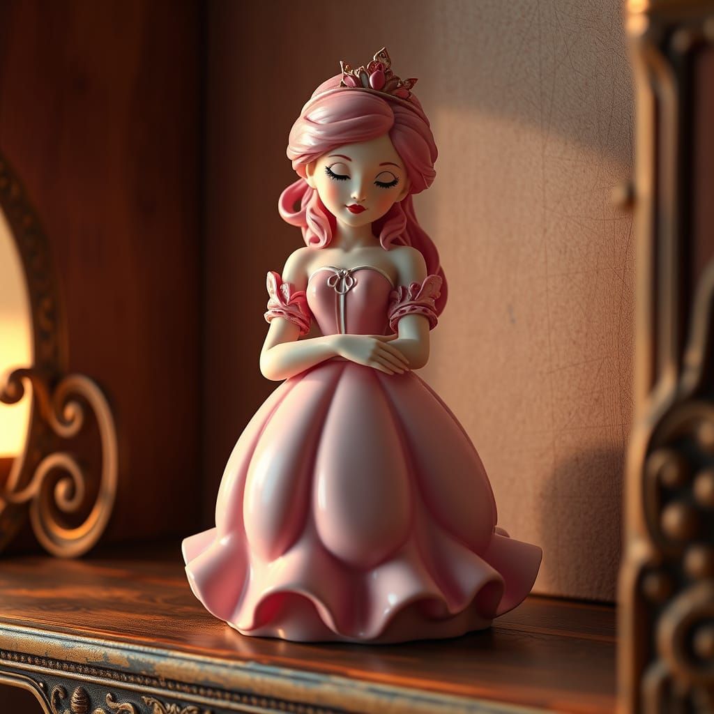 Whimsical Porcelain Princess in Warm Lighting