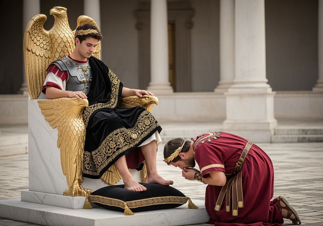 Young Emperor on Eagle Throne: Roman Empire Photography