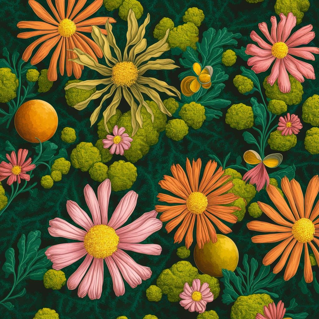 Surreal Floral Masterpiece in a Lavish Orange Paradise