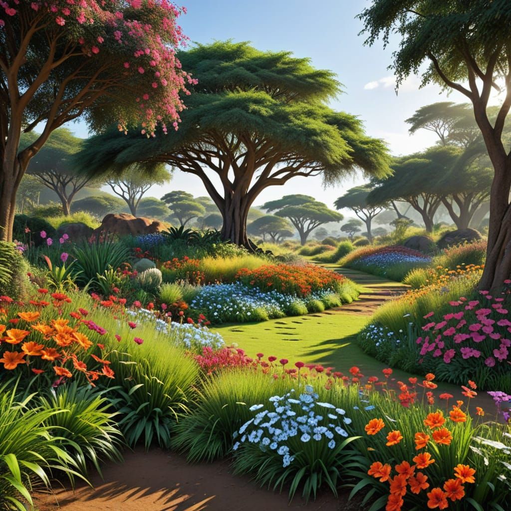 African Floral Utopia in Vibrant Colors