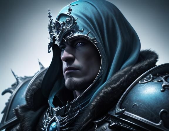 Dark Fantasy Lich King in Icy Realm Portrait