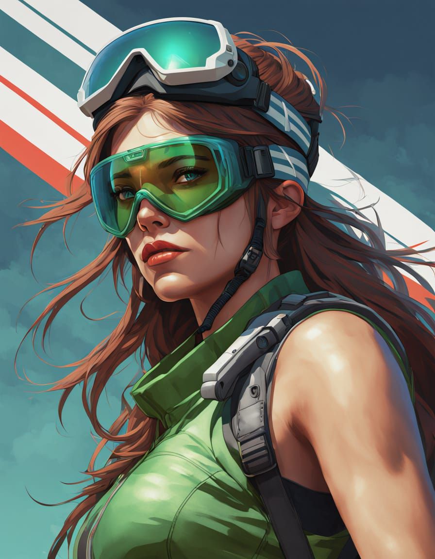 Anime Style Portrait of Brunette with Green Eyes