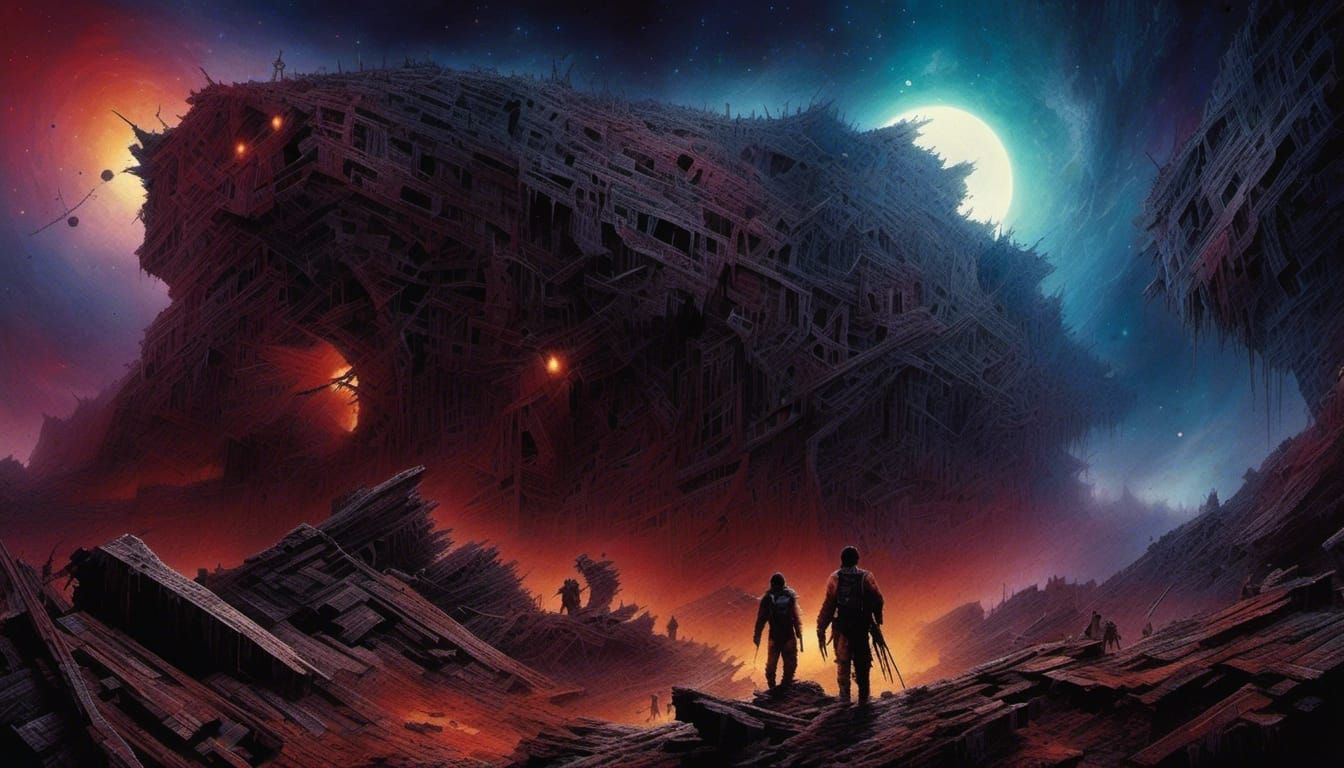 Eerie Cosmic Horror Masterpiece with Deep Background