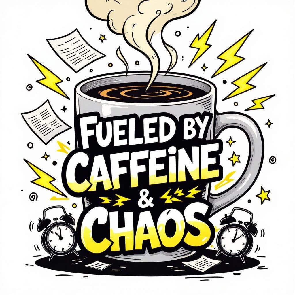 Coffee Chaos Cartoon in Graffiti Style