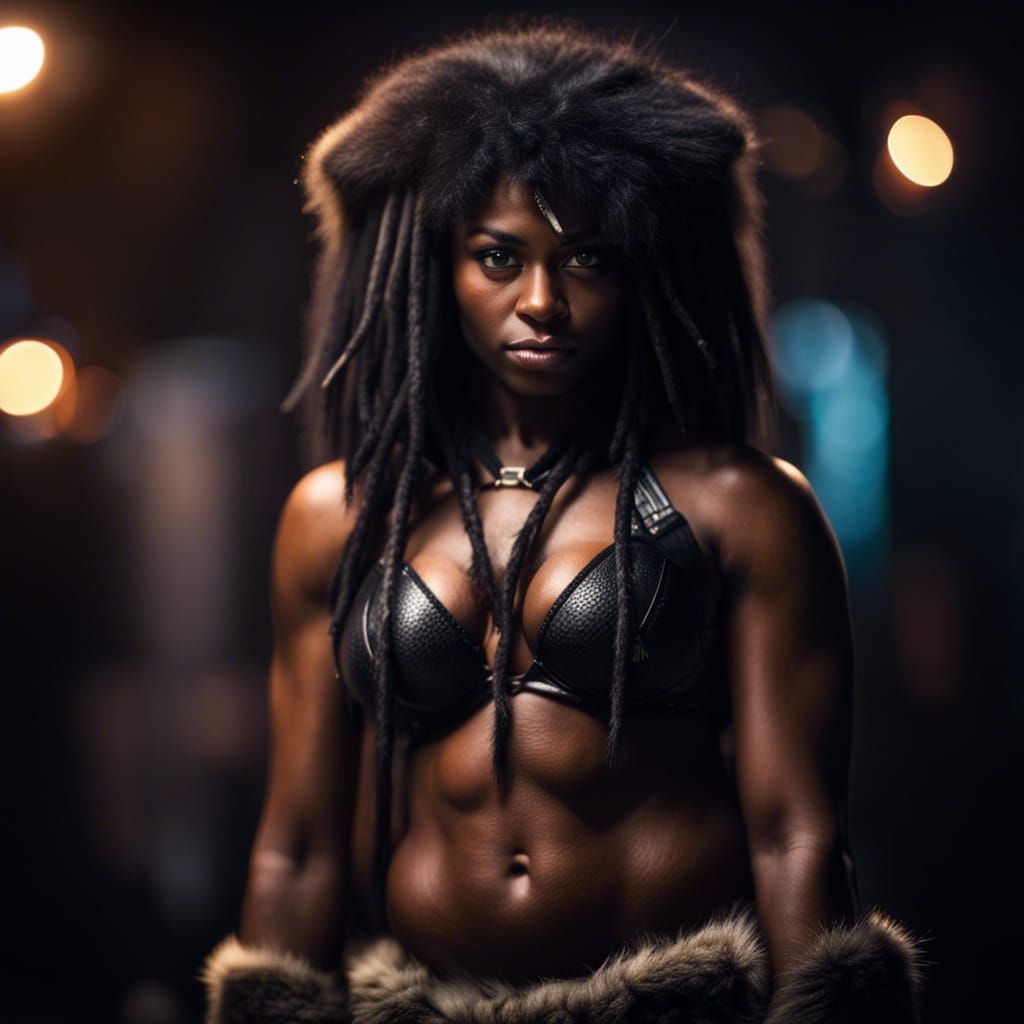 Beautiful Barbarian Woman in Fur Bikini