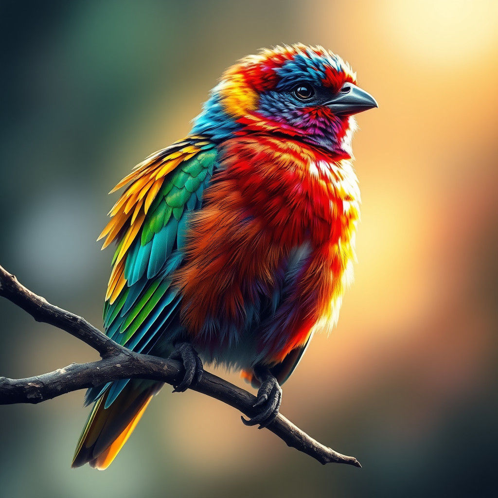 Iridescent Bird in Hyperrealistic Splash Art Style