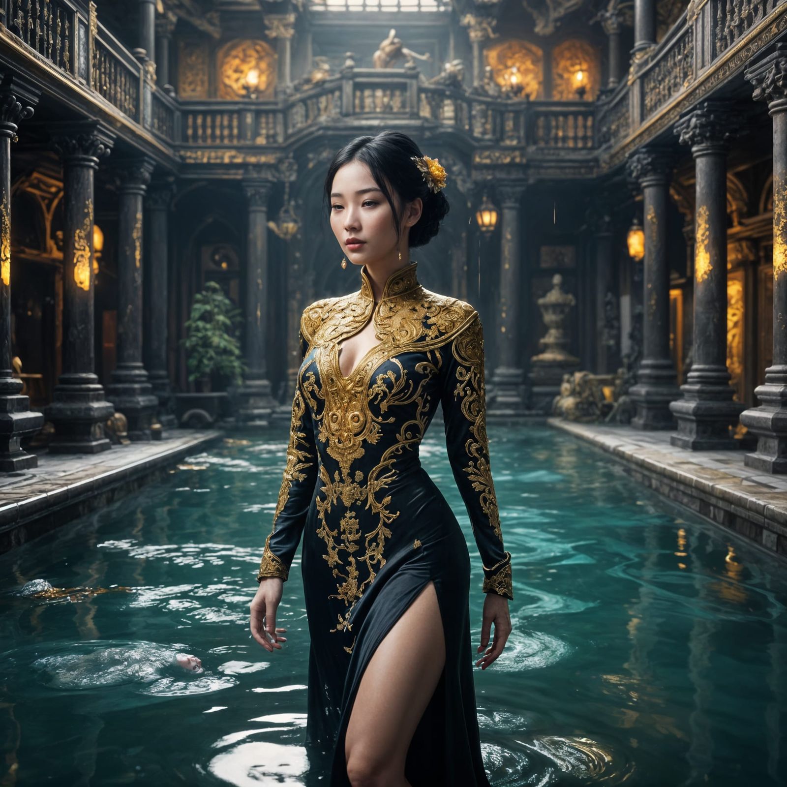 Golden Goddess in Liquid Splendor