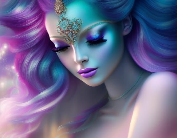 Purple Seascape: Mermaid in a Fantasy Ocean