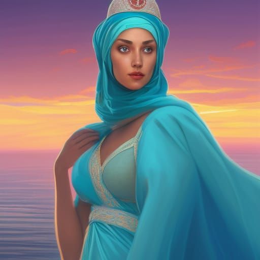 Attractive Tunisian Princess Portrait at Sunset