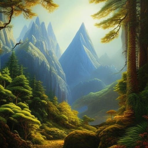 Mythical Mountain Forest in Fantasycore Style