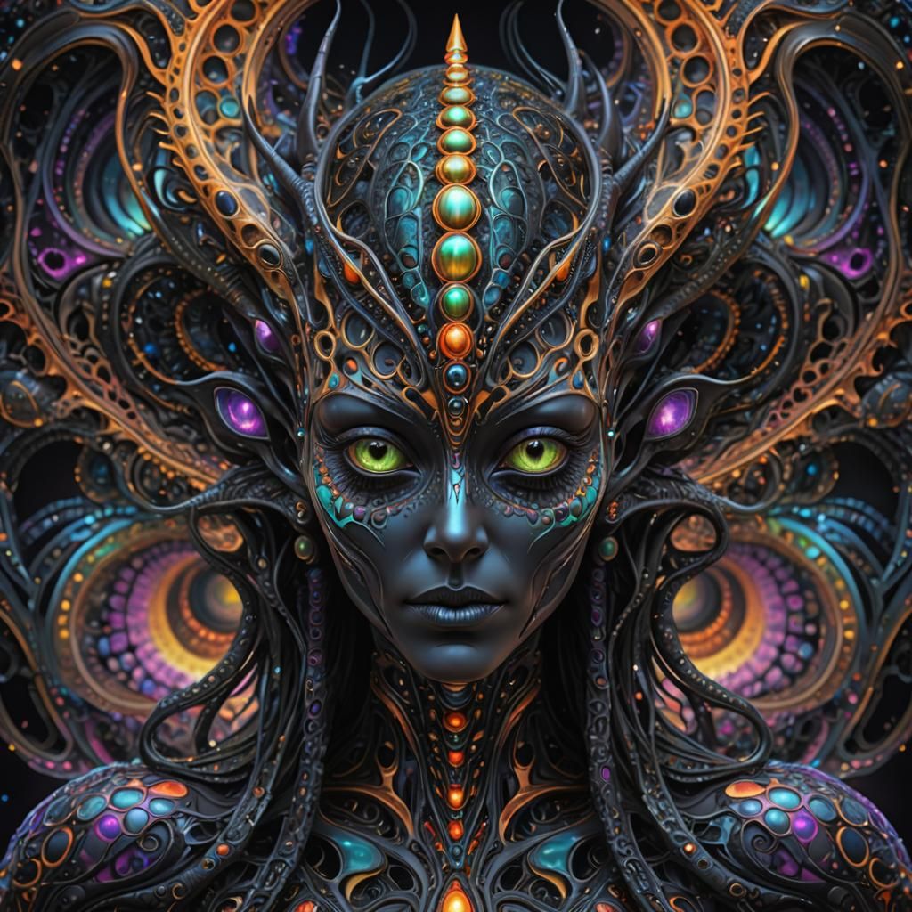 Alien Queen in Fractal Kaleidoscope, 8K Render
