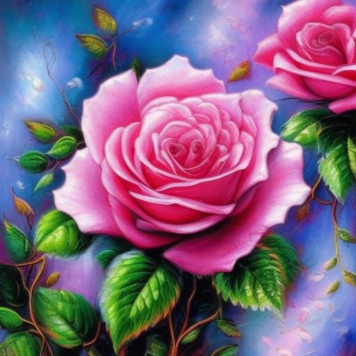 Hyperdetailed Pink Roses in Josephine Wall Style