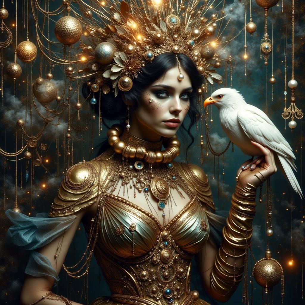 Raven Oracle in Dior Couture, Mechanical Starlit Garden