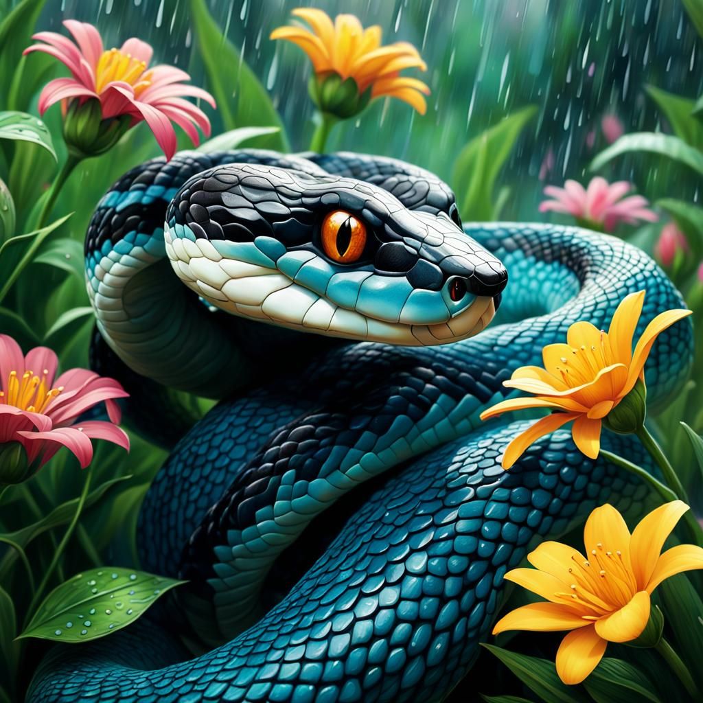 Snake in the rain