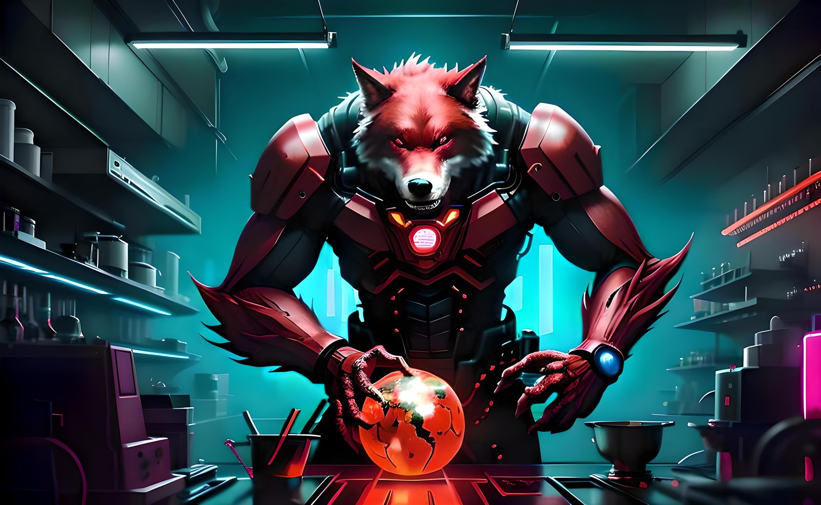 Red Werewolf Creation by Japanese Biometric Engineer