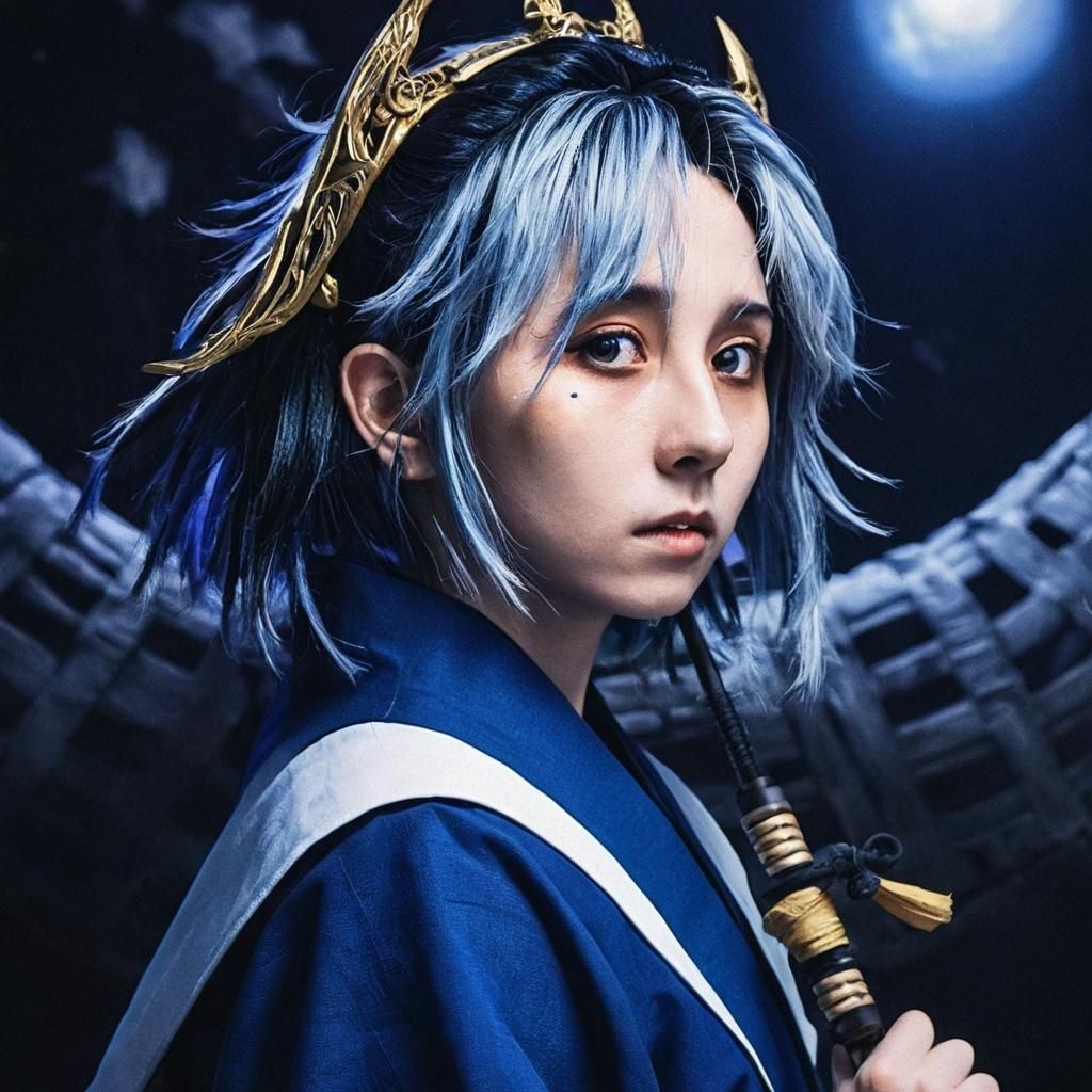 Vibrant Anime Portrait of Shinigami Lisa in Elegant Haori an...